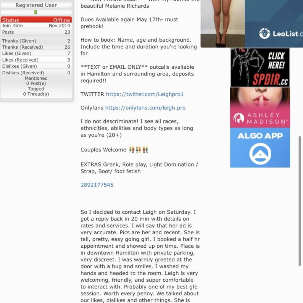 
                        Leigh Pro
                     is Female Escorts. | Hamilton | Ontario | Canada | canadapleasure.com 