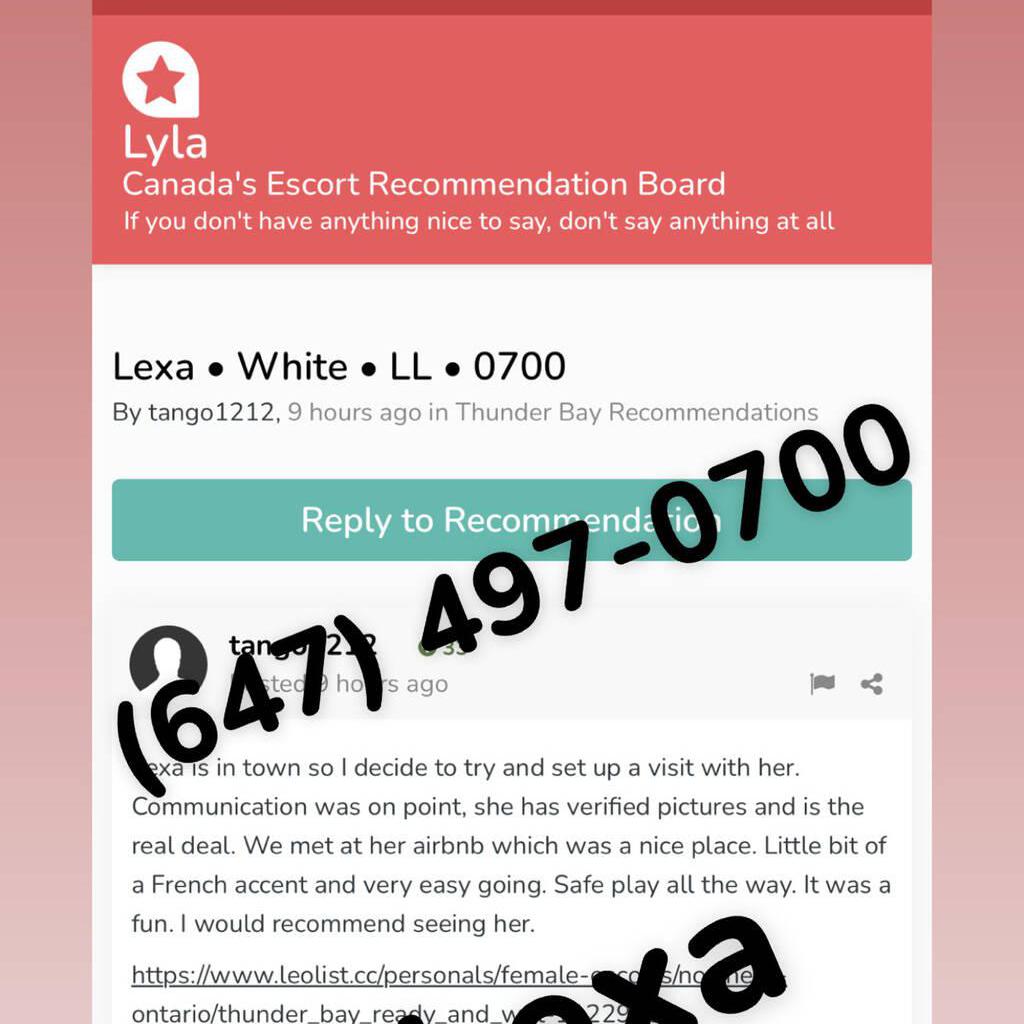 
                        Lexa
                     is Female Escorts. | Thunder Bay | Ontario | Canada | canadapleasure.com 