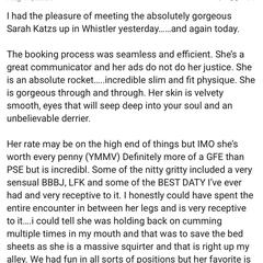 
                        Sarah Katz
                     is Female Escorts. | Vancouver | British Columbia | Canada | canadapleasure.com 