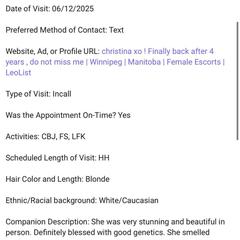 
                        Christina xo
                     is Female Escorts. | Winnipeg | Manitoba | Canada | canadapleasure.com 