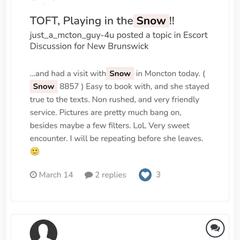 
                        Snow 416.722.8857
                     is Female Escorts. | St. John | New Brunswick | Canada | canadapleasure.com 