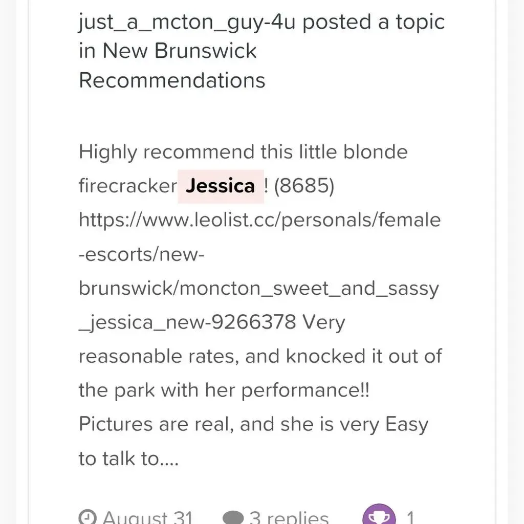 
                        LOCAL LADY-JESSICA JONES
                     is Female Escorts. | Moncton | New Brunswick | Canada | canadapleasure.com 