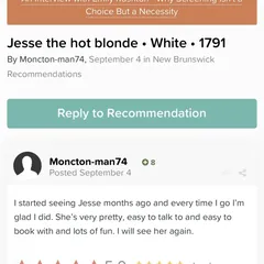 
                        Jesse
                     is Female Escorts. | Fredericton | New Brunswick | Canada | canadapleasure.com 