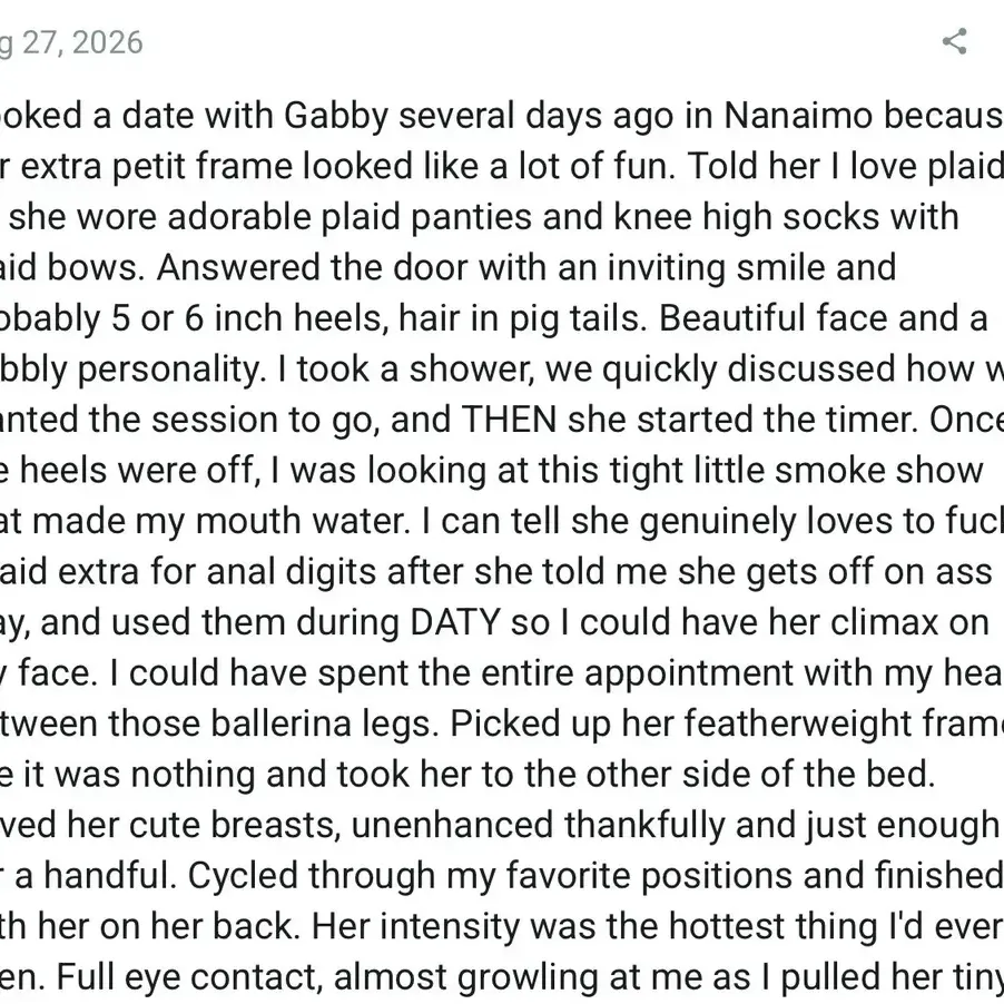
                        Gabby
                     is Female Escorts. | Nanaimo | British Columbia | Canada | canadapleasure.com 