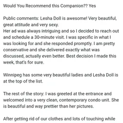 
                        Lesha doll
                     is Female Escorts. | Winnipeg | Manitoba | Canada | canadapleasure.com 