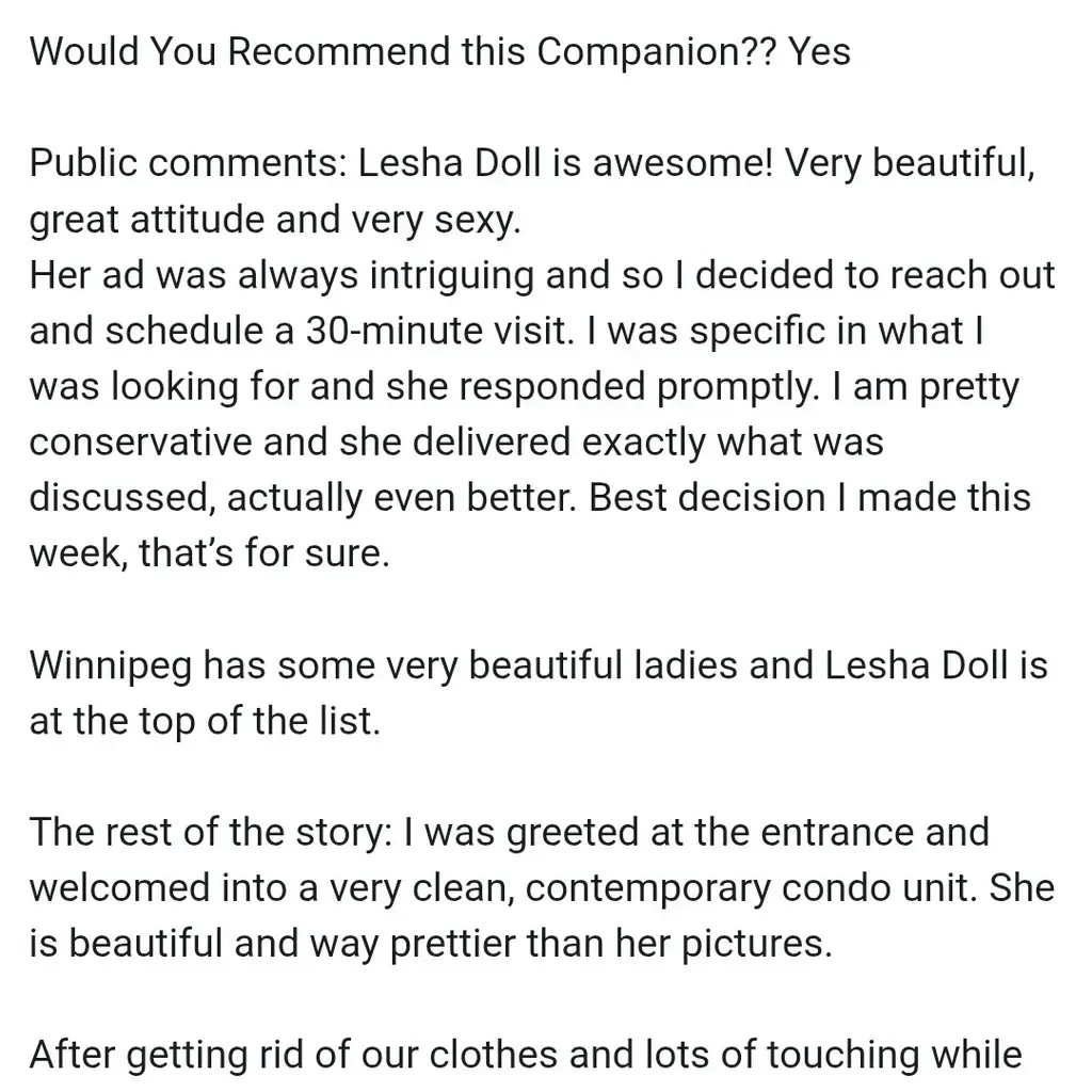 
                        Lesha doll
                     is Female Escorts. | Winnipeg | Manitoba | Canada | canadapleasure.com 